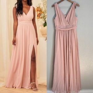 NWOT Thoughts of Hue Blush Surplice Maxi Dress